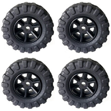 Load image into Gallery viewer, 4 Pack of 36mm Black Wheels with Tires for R/C Remote Control Vehicles, Robotics, or Models
