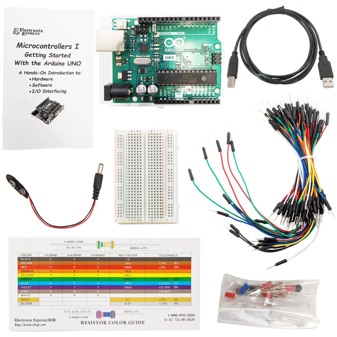 Electronix Express Basic Arduino UNO Kit - Learn Prototyping Electronic Projects - Includes Arduino UNO R3 board, Components, Lab Manual, and more