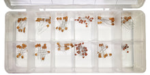 Load image into Gallery viewer, 150 Piece Ceramic Disc Capacitor Assortment, 15 Different Values 10pF to 0.047uF - Includes Storage Case
