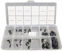 Load image into Gallery viewer, 50 Piece Electrolytic Capacitor Assortment Kit with Case, 10 Different Values, 1 μF to 2,200 μF
