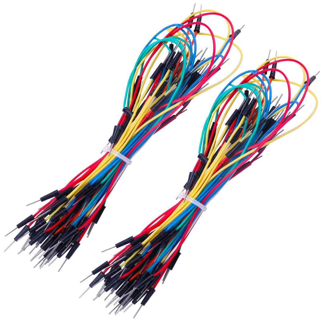 150 Piece Solderless Flexible Breadboard Jumper Wires M/M, Assortment of Sizes and Colors, Male to Male