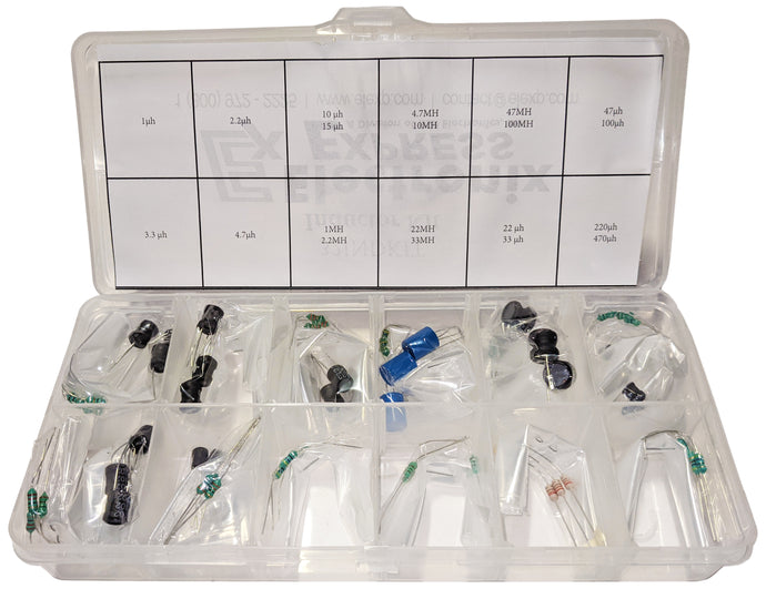 60 Piece Inductor Assortment, 20 Different Values from 1µH to 100MH - Includes Storage Case