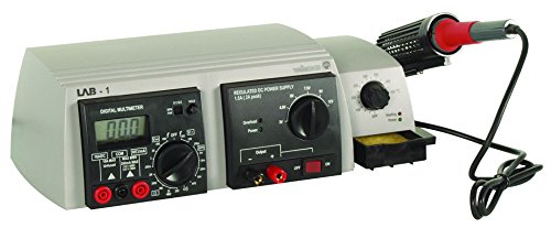 Regulated power supply and adjustable soldering station all-in-one | DMM is battery powered to ensure test isolation | Power supply features selectable DC voltage from 3-12 VDC 2A output