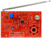 Load image into Gallery viewer, Build this kit to assemble a monophonic FM receiver (88-108mhz) with electronic auto-scan | Will help you understand the basics of working with printed circuit boards | Become familiar with a variety of electronic components | Develop good soldering skills | For 30 years Elenco has been using their strong engineering and design skills to develop reliable, affordable electronic test equipment, tools, and educational kits
