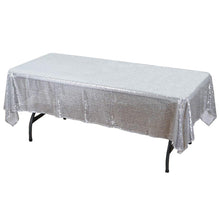 Load image into Gallery viewer, Silver 60&quot; x 102&quot; Sequin Rectangular Tablecloth
