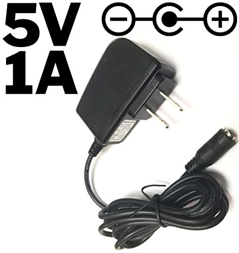 5V DC Power adapter | 1 Amp | 5.5x2.1mm Female Barrel Jack | Center Positive Polarity | Approximately 5 foot cord