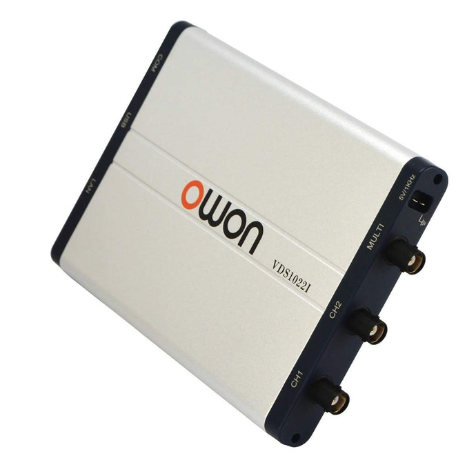 Up to 100MHz bandwidth, and max 1GS/s real-time sample rate, 10M record length | Friendly UI : FFT, or X-Y, and waveform 2 views displayed, on the same screen | Multi-trigger option : edge, video, slope, pulse, and alternate | USB isolation - less signal inference, more PC protection. USB bus powering, and LAN remote control (optional) | Ultra-thin body design, easy portability