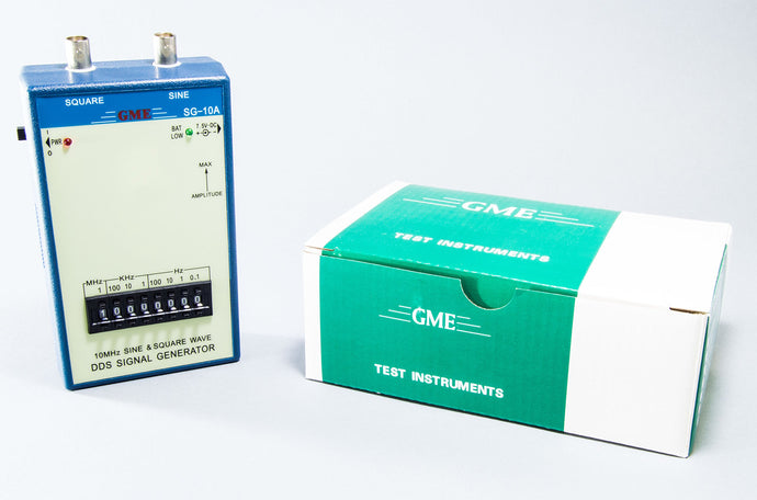 Sine and Square waveforms | Range: DC to 10 MHz, 0.1 Hz steps | Accuracy: 0.02% | Sine Wave Output: 0.5Vpp no load, variable amplitude control | Square Wave Output: 5Vpp no load