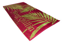 Load image into Gallery viewer, Friends &amp; Home Red Keep Chillin' Velour Beach Towel (100% Cotton, 36" x 70", GSM 400)
