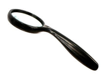 Load image into Gallery viewer, Magnification power: 5x | Constructed of one solid piece of molded plastic | Scratch-resistant clear glass lens; Lens diameter: 2&quot; | Ergonomic curved handle (helps reduce hand fatigue) | Overall length: 5-7/8&quot;; Black color
