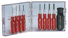 Load image into Gallery viewer, Handles jobs with fewer tools, saves bench space, lightens service kit | Equipped with remarkable black, &quot;piggyback&quot; torque amplifier handle | Set housed in attractive, easy to open, clear plastic case | Color-coded handles | 

