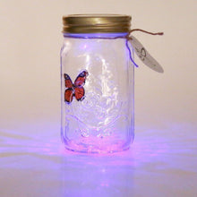 Load image into Gallery viewer, Animated Electric Wanderer Butterfly in a Glass Jar - Tap to Activate - Illuminated
