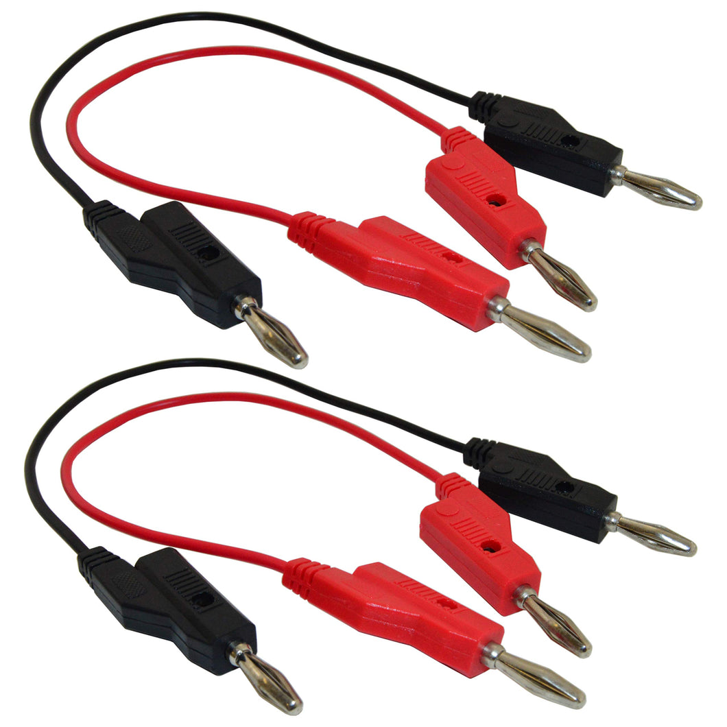 2 Pack of Red and Black Banana to Banana Test Lead Sets - 18 Gauge, 12
