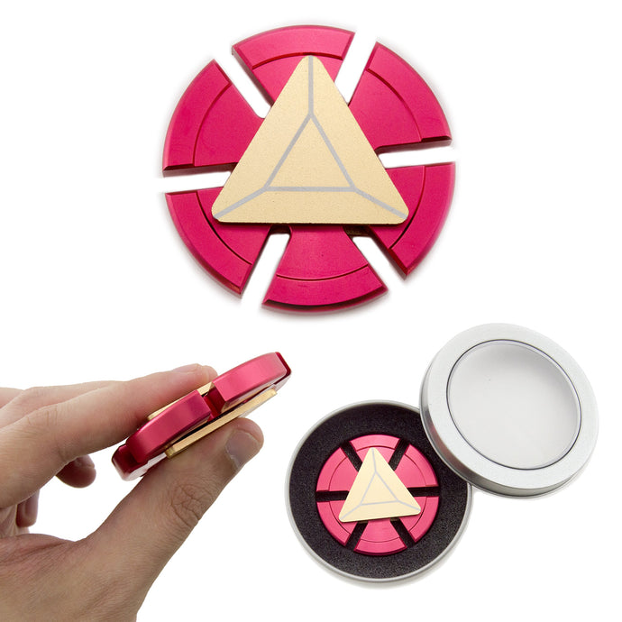 Utilizes it's own weight to create a smooth and elegant glide when spinning | Durable metal construction | Simply spin in your hand or on a table and watch it go! | No repair, oil, or maintenance needed! | Includes a case for safe travel and storage