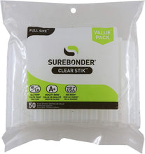 Load image into Gallery viewer, Surebonder 50 Pack Full Size 4&quot; Long x 7/16&quot; Diameter Clear Hot Glue Sticks for High &amp; Low Temperatures (DT-50)

