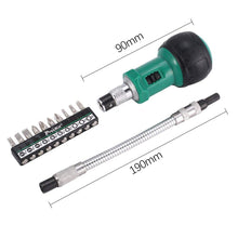 Load image into Gallery viewer, Pro&#39;sKit 1PK-201 Flexible Ratchet Driver Set with 10 Bits
