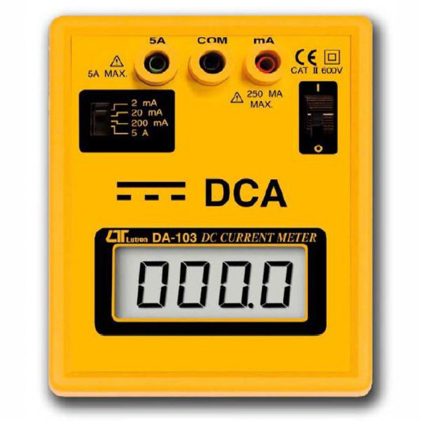 LCD display, 18mm digit height | 9V battery operation | Automatic zero adjust | CATII 600V rating Approx. 0.4 sec. sampling Instruction manual | Color: Yellow