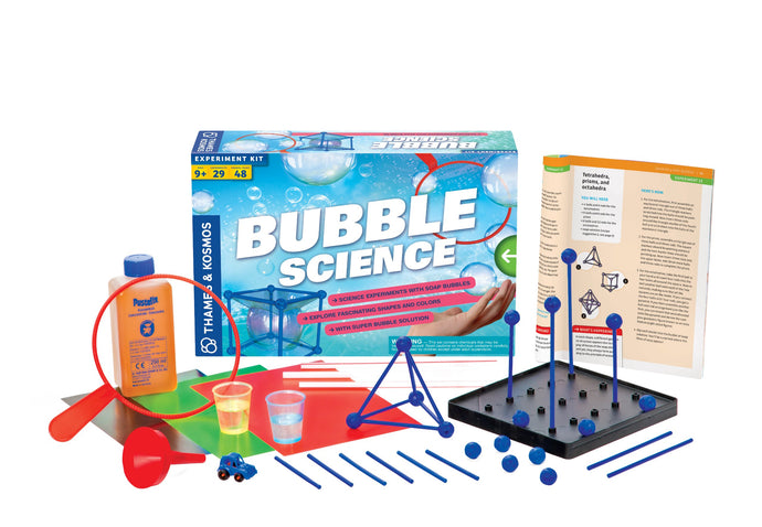 Mix the perfect bubble solution. | Experiment with fascinating soap bubbles to learn physical science fundamentals in a fun way. | The full-color, 48-page book guides you through 29 experiments.