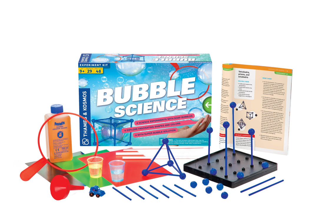 Mix the perfect bubble solution. | Experiment with fascinating soap bubbles to learn physical science fundamentals in a fun way. | The full-color, 48-page book guides you through 29 experiments.