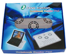 Load image into Gallery viewer, USB Powered and Most Efficient Metal Cooler Pad with 3 Built-in Fans for Notebook Computers
