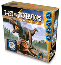 Load image into Gallery viewer, Heebie Jeebies Floor Puzzle - Tyrannosaurus (T-Rex) vs Triceratops Dinosaur Jigsaw Puzzle - 48 Jumbo Pieces
