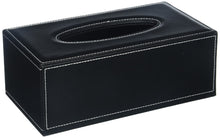 Load image into Gallery viewer, Black PU Leather Tissue Box Cover for Short 3.1-inch Tall Tissue Boxes - Facial Tissue Holder Case for Home, Office, Car
