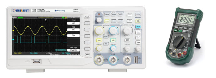 Siglent SDS1102CML Oscilloscope & Mastech MS8268 Multimeter | Bundle Pack