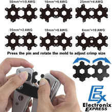 Load image into Gallery viewer, Battery Cable Lug Wire Crimper and Cable Cutter for 0, 1, 2, 4, 6, 8, 10 AWG - Professional Electrician Crimping Tool Kit
