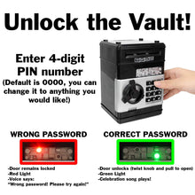 Load image into Gallery viewer, Cash Vault for Kids - Password Protect Your Bills and Coins - Bank Safe Features Sound Effects, Lights, and Music
