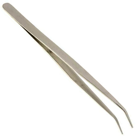 7 Inch Curved Blunt Tip Tweezers, Stainless Steel