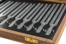 Load image into Gallery viewer, Set of 8 Tuning Forks with Mallet - Middle C to C Above Middle C (256 Hz, 288 Hz, 320 Hz, 341.3 Hz, 384 Hz, 426.6 Hz, 480 Hz, 512 Hz)
