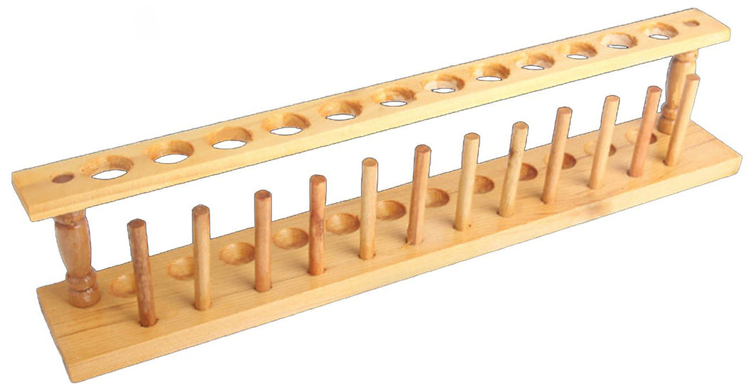 Wooden Test Tube Rack with Drying Pins - Fits 12 Tubes up to 25mm Diameter