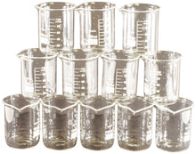 Load image into Gallery viewer, 12 Pack 100mL Glass Beakers with Pour Spout, Borosilicate, 2.09&quot; Diameter x 2.85&quot; Tall
