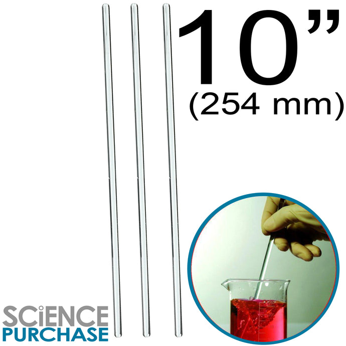 3 Pack 10-inch Glass Stirring Rods, 5mm Diameter