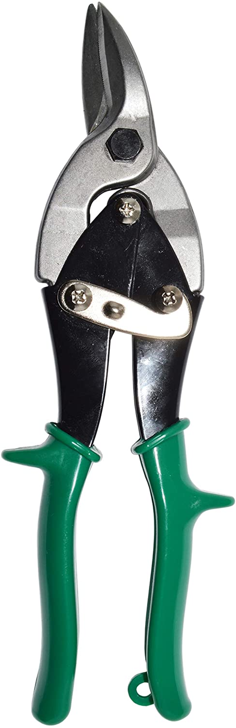 Heavy Duty Offset Straight and Right-Cut Aviation Tin Snips Metal Cutter, 10 Inch Overall Length with Comfort Grip Handle
