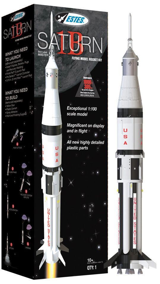 Estes 7251 Saturn 1B Flying Model Rocket Kit 1:100 Scale (Master Skill Level)