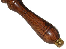 Load image into Gallery viewer, Large School Bell, Polished Brass Metal Handbell, Gold Color with Brown Wooden Handle - Measures 3.75 Inches Wide and 8.5 Inches Tall
