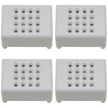 Load image into Gallery viewer, 4 Pack of Quad Contact Point Blocks | 16 Tie Points | Measures .5&quot; x .37&quot; x .3&quot; | Features metal strips on the underside that can be attached to wire or soldered onto a PCB | 
