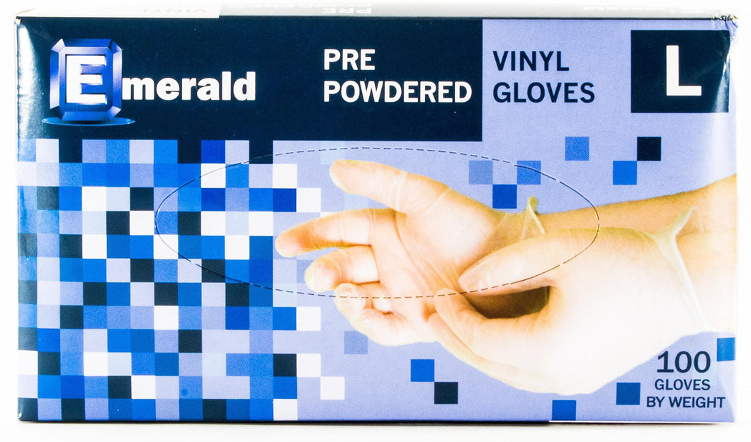 100 Per Box | Large | Vinyl Gloves | Latex-Free | Powdered
