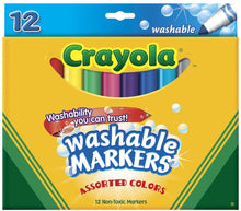Load image into Gallery viewer, 12 Broad Line Markers | Washability | May include shipment of Crayola Ultraclean Markers | New bright assorted colors, non-toxic | Made in America
