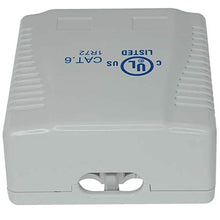 Load image into Gallery viewer, 2 Port Cat6 Surface Mount Box, 2 Cable Entrance - White by PI Manufacturing
