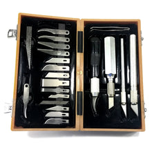 Load image into Gallery viewer, 26 Piece Hobby Art Knife Set with Storage Case, Includes 4 Handles, 21 Blades, and Tweezers - Modeling and Drafting Tools
