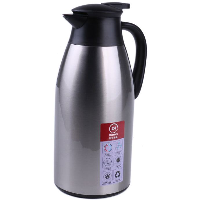 Stainless Steel finish design for outer body,stainless steel Liner. Carafe Capacity: 70-ounce. | One-touch pour (on-lid thumb control pouring/locking mechanism) | Suitable for holding cold and hot beverages, keep beverages hotter, colder, fresher and longer for up to 10 hours | Stopper disassembles for thorough cleaning | Accommodates most direct brewing attachments