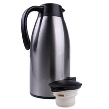 Load image into Gallery viewer, 304 Stainless Steel Double Walled Vacuum Insulated Carafe with Press Button Top, Ideal for Serving Hot or Cold Beverages, 2-Liter, Silver
