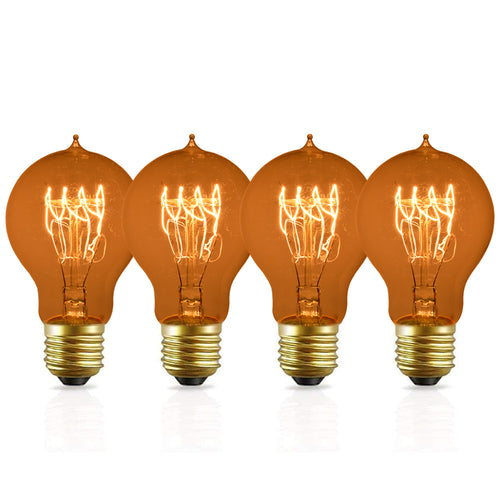 4 Pack of Dimmable A19 Vintage Edison Light Bulbs with Squirrel Cage Filament, fits standard (Medium) base E26 light fittings and E26 lampholders | These stylish 60w bulbs will bring the nostalgia of the 1900s to your modern fixtures | Dimmable from 0-100% with most dimmer switches, freely change the brightness to meet your atmosphere needs | Ideal for atmospheric lighting, in a multi-bulb pendant light or discreet lighting | Each bulb is 2.36 inches wide and 4.3 inches tall (including base)