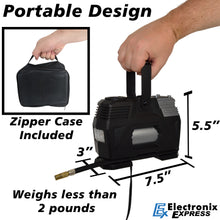 Load image into Gallery viewer, Portable 100 PSI Tire Inflator Digital Air Compressor for Tires, Bicycles, Balls, and Inflatables - Plugs into Car 12V Outlet - Flashlight
