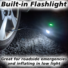 Load image into Gallery viewer, Portable 100 PSI Tire Inflator Digital Air Compressor for Tires, Bicycles, Balls, and Inflatables - Plugs into Car 12V Outlet - Flashlight
