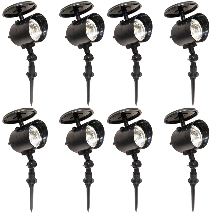 8 Pack Solar Powered LED Spot Lights - Automatic On at Dusk and Off at Sunrise, Sturdy All-Weather Spotlights for Accent Lighting, Safety, & Security