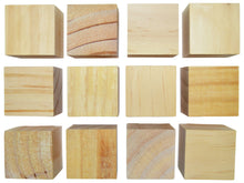 Load image into Gallery viewer, 12 Pack Unfinished Birch Wood Blocks, 2 Inch Natural Wooden Cubes with Smooth Surface for Painting, Arts, Crafts
