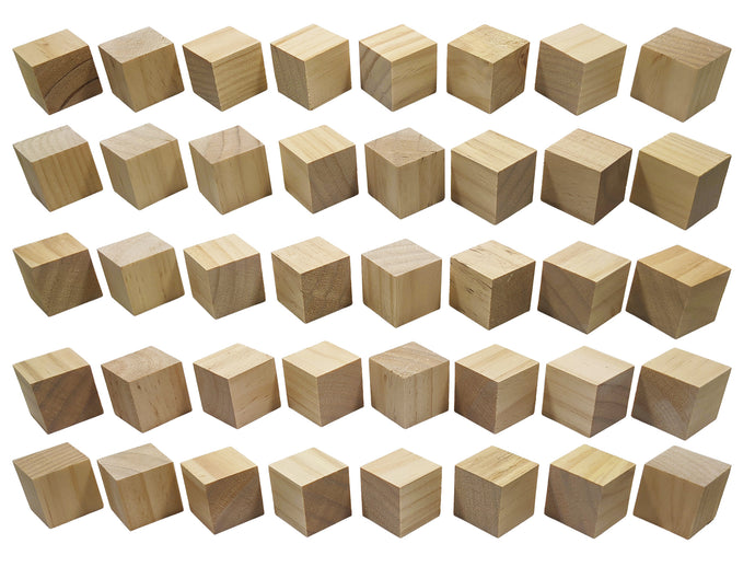 40 Pack Unfinished Birch Wood Blocks, 1.5 Inch Natural Wooden Cubes with Smooth Surface for Painting, Arts, Crafts, and Other DIY Projects